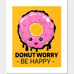 donut worry be happy Posters and Art